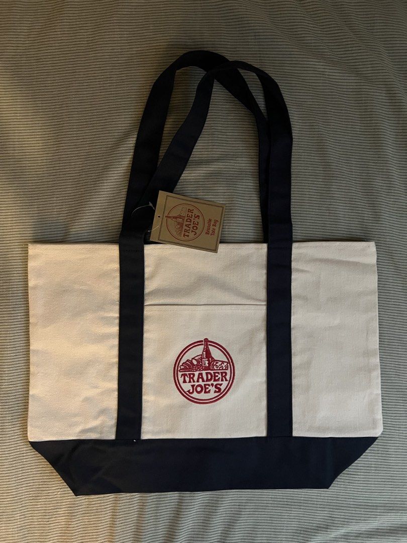 Trade Joes Tote Bag Authentic from US (Category: Tote Bags) located in Muntinlupa City. Submitted by coolthrifto (Listing ID 1460593378, Image 3). Description: ALL BRAND NEW Authentic bought in-store trader joes tote 6 pieces From US california SF Original color Large With tag no issues .