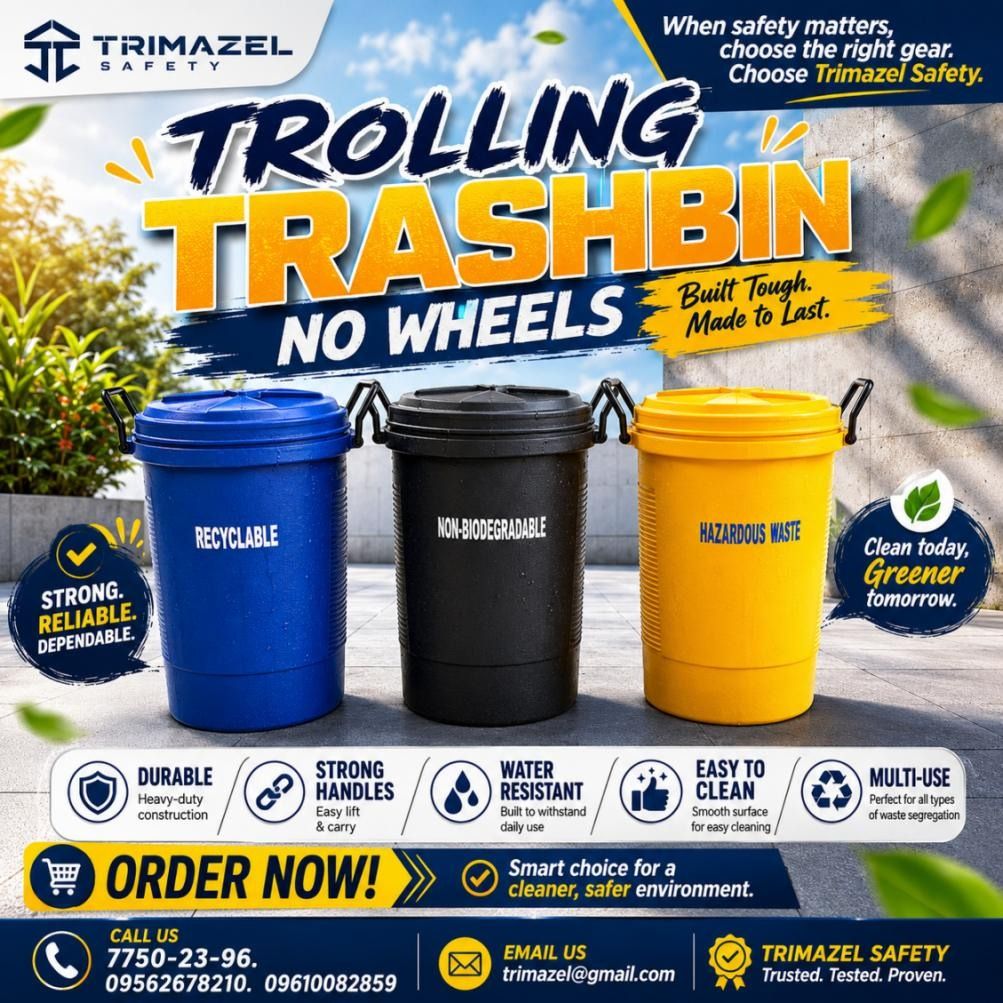 trolling trash bin (Category: Waste Bins & Bags) located in Quezon City. Submitted by irishbayaban20 (Listing ID 1460533972, Image 1). Description: ✅ Guaranteed lowest price ✅ Quality products ✅ Big discount for bulk orders ✅ 100% LEGIT TRUSTED SUPPLIER! ✅ With Complete Legal Documents ✅ BIR Registered We Supply All Kinds Of PPE Supplies, Raincoat, Hard Hat, Cooler Box, Plastic Trash Bin, Road Barriers, Kayak Boats, Crystal Kayak, Traffic Cone, T