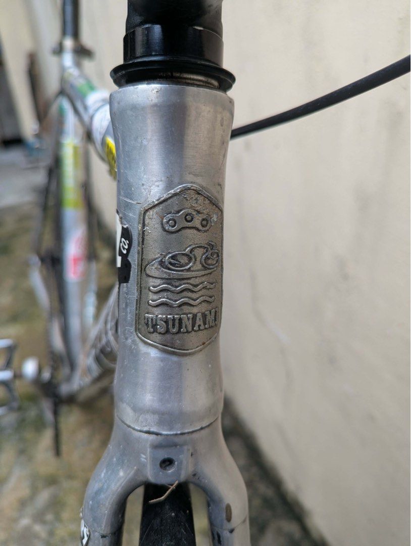 Tsunami Fixed Gear Bicycle (Category: Bicycles) located in Quezon City. Submitted by thegoodkarmaph (Listing ID 1460602582, Image 2). Description: - Tsunami Fixed Gear Bike - Silver Aluminum Frame - Arrow Rear Hub - Tires: 700x28c - Handlebars: Some wear present - Ideal for city commuting - Ready for a new rider With free brand new shwalbe tire, saddle and helmet.