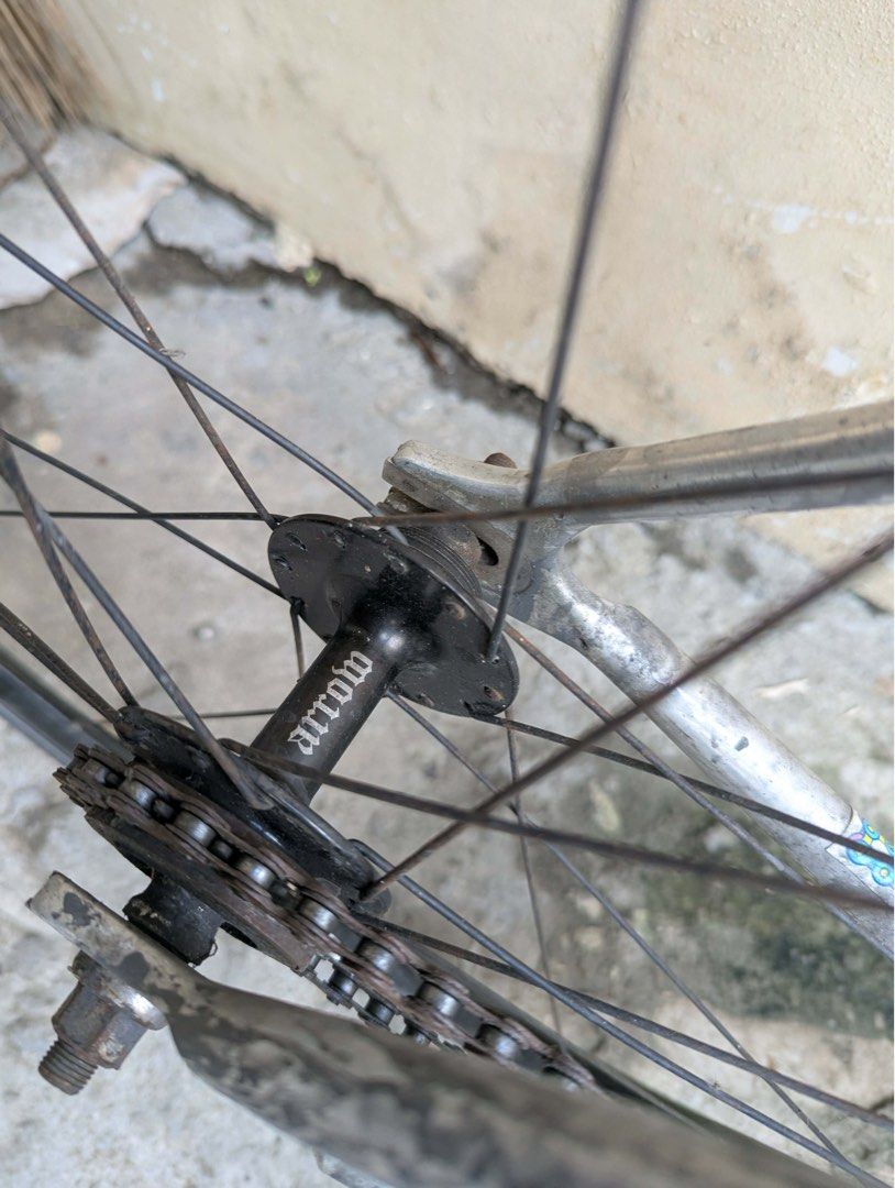 Tsunami Fixed Gear Bicycle (Category: Bicycles) located in Quezon City. Submitted by thegoodkarmaph (Listing ID 1460602582, Image 3). Description: - Tsunami Fixed Gear Bike - Silver Aluminum Frame - Arrow Rear Hub - Tires: 700x28c - Handlebars: Some wear present - Ideal for city commuting - Ready for a new rider With free brand new shwalbe tire, saddle and helmet.