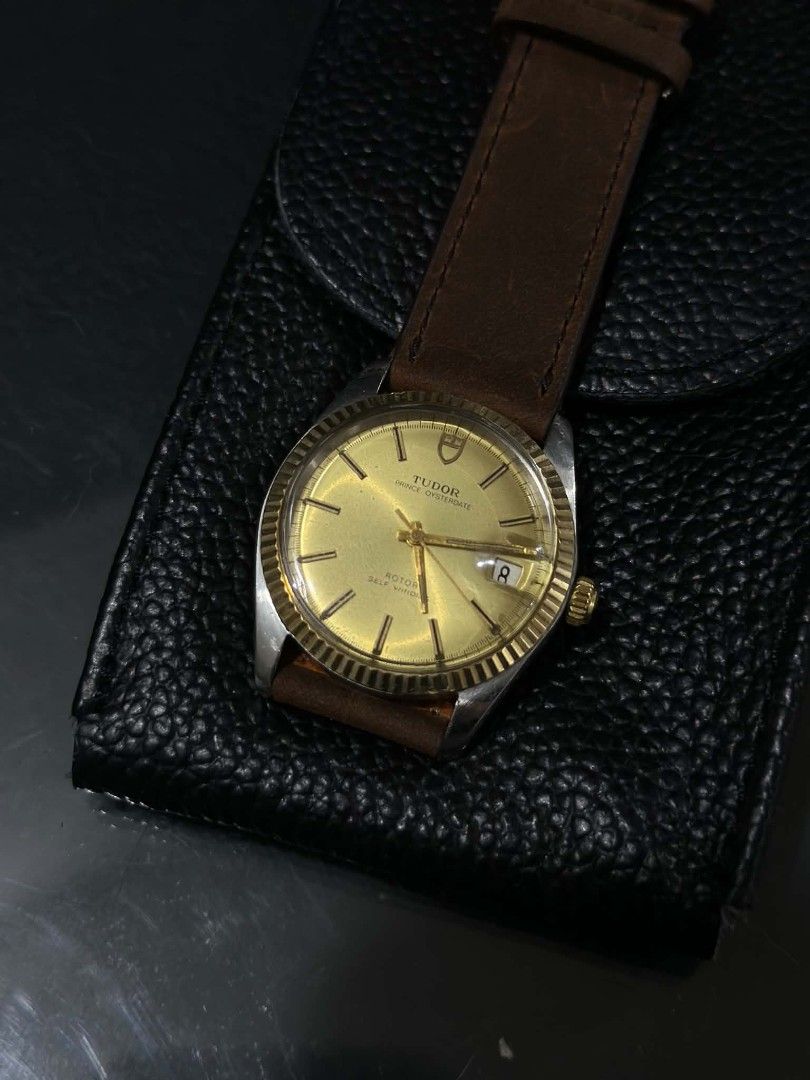 Tudor Prince Oysterdate "Pie-Pan Dial" (Category: Luxury Watches) located in Valenzuela. Submitted by watchdmd (Listing ID 1460688798, Image 1). Description: Selling this vintage Tudor Oysterdate Circa 1979 34mm Ref: 90713 Recently Serviced 14kt Solid Gold Bezel Brandnew aftermarket leather strap Dm if interested..