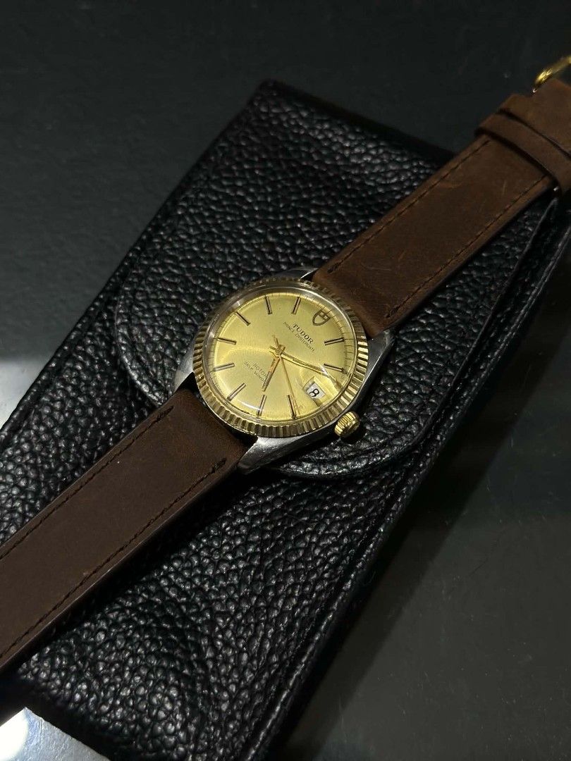 Tudor Prince Oysterdate "Pie-Pan Dial" (Category: Luxury Watches) located in Valenzuela. Submitted by watchdmd (Listing ID 1460688798, Image 2). Description: Selling this vintage Tudor Oysterdate Circa 1979 34mm Ref: 90713 Recently Serviced 14kt Solid Gold Bezel Brandnew aftermarket leather strap Dm if interested..