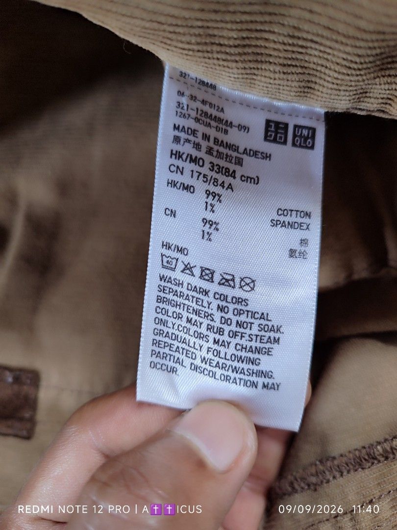 Uniqlo Corduroy Pants (Category: Jeans) located in Mangaldan. Submitted by lostthread (Listing ID 1460546406, Image 3). Description: Uniqlo Cords Pants- 33 Issue: Color Rate 9/10 100% Cotton Dm for dimes.