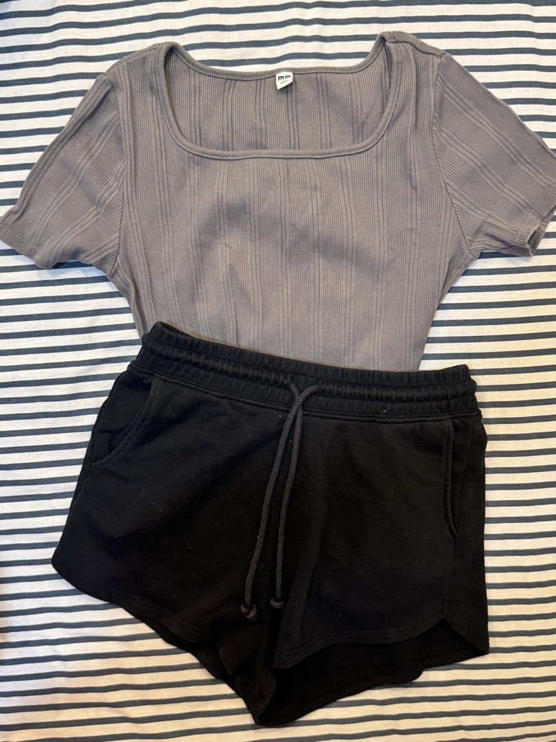 Uniqlo Top + H&M shorts Set (Category: Sets or Coordinates) located in Los Banos. Submitted by myexcesstuff (Listing ID 1460682311, Image 2). Description: 🔆 Uniqlo Square-neck Top ✅ size fits up to S ✅ preloved so please manage ur expectations ✅ no flaws; rfs: decluttering 🔆 H&M dolphin shorts ✅ rfs: too short na for me and too small na for my thighs! + decluttering ✅ has side pockets 📌SF to be shouldered by buyer. Shipping from LAGUNA via J&T