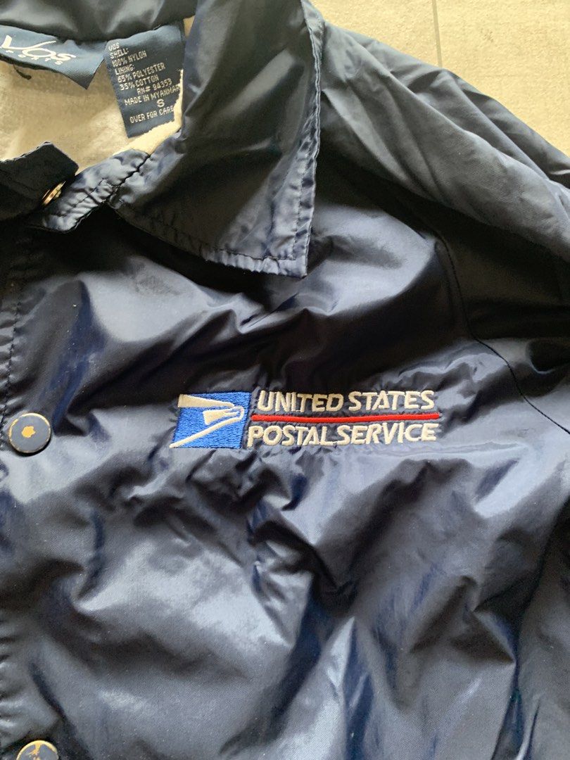United states postal service coach jacket (Category: Coats, Jackets and Outerwear) located in San Mateo. Submitted by gunmetalsteel (Listing ID 1460587148, Image 3). Description: united states postal service Coach jacket Well used Side pockets Signs of wear and tear Small but fits medium Navy blue color.