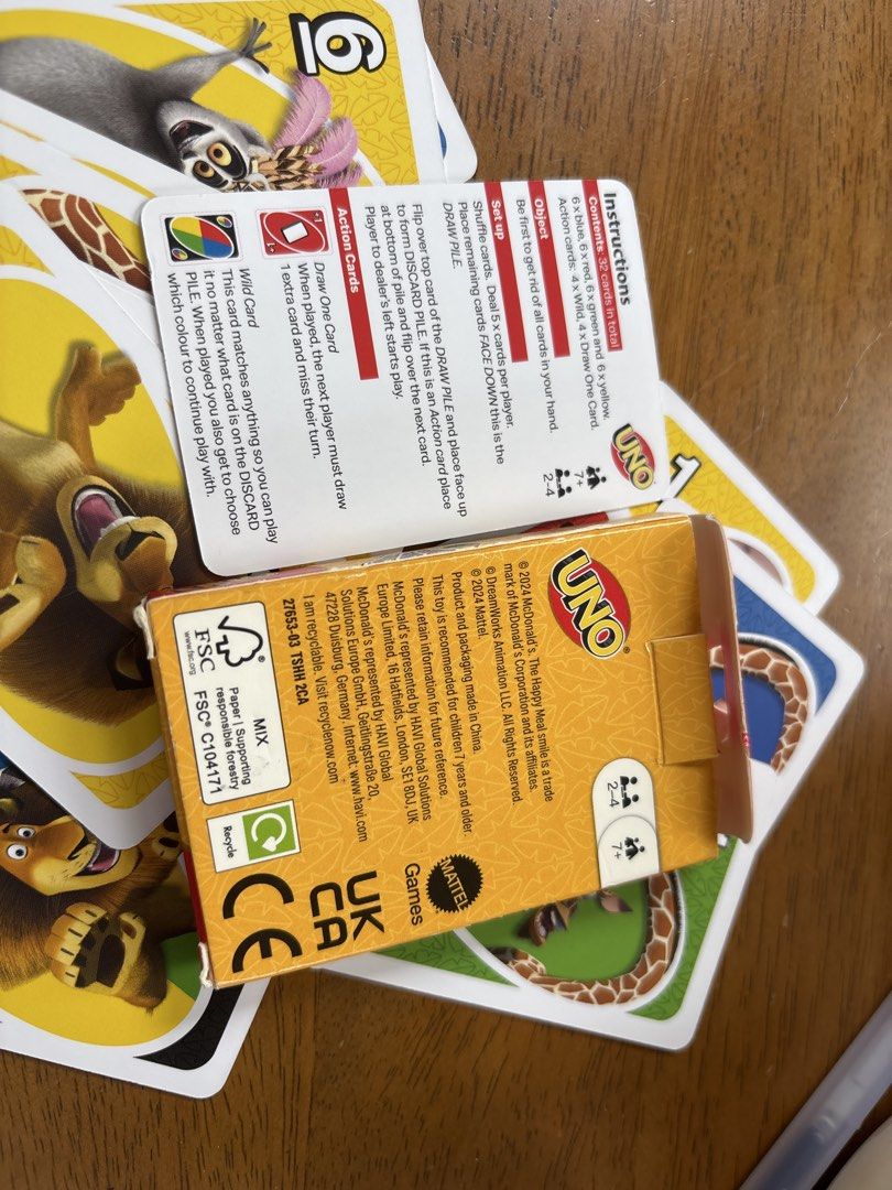 Uno Madagascar x McDonald's (Category: Character Goods) located in Calamba. Submitted by cur8d (Listing ID 1460560458, Image 3). Description: complete.