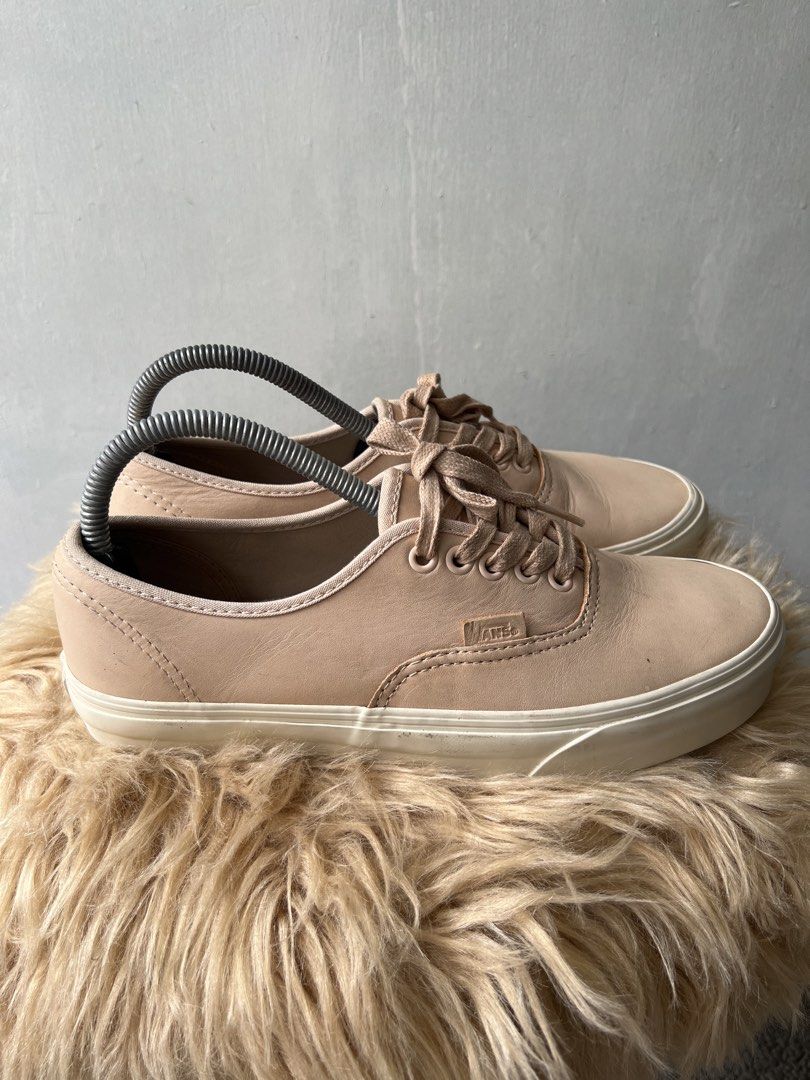 Vans Authentic Leather Veggie Tan Sneakers (Category: Sneakers) located in Binan City. Submitted by finders_market (Listing ID 1460530896, Image 3). Description: - Vans Authentic sneakers - Material: Light tan leather - Design: Classic low-top - Soles: White - Laces: Light tan - Includes: Shoe trees - Ideal for: Casual wear Mop bpi gcash Delivery via lalamove or jrs only Delivery fee c/o buyer.