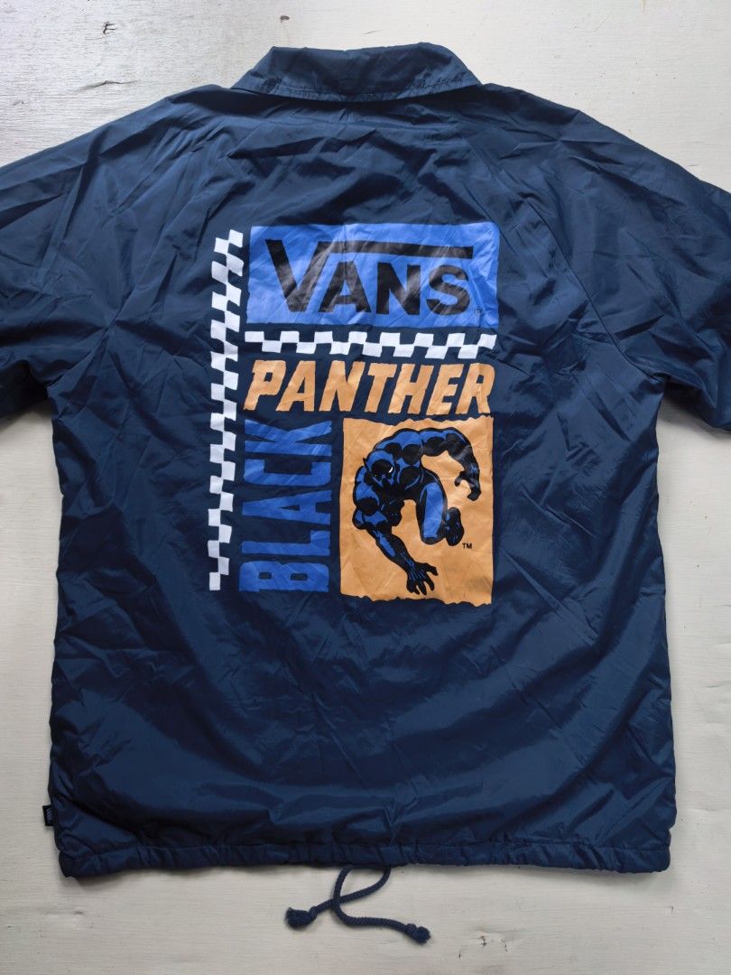 Vans x Marvel Black Panther Coach Jacket (Category: Coats, Jackets and Outerwear) located in Bacolod City. Submitted by bag_o.bukad (Listing ID 1460657318, Image 3). Description: Vans X Marvel Black Panther Torrey Jacket Medium on tag but will fit XL 22.5 width x 28 length authentic no issue good as new 1150 + sf.