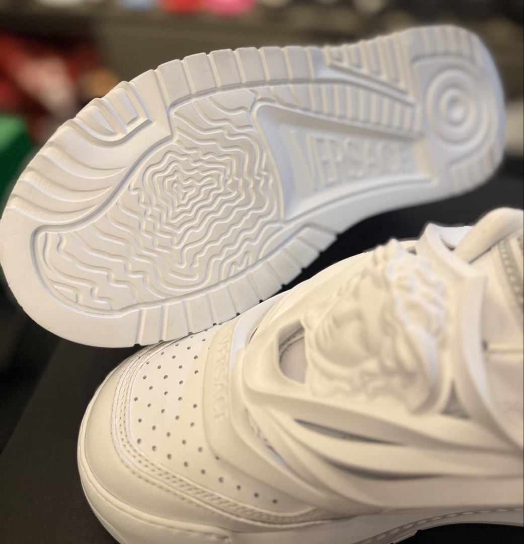 Versace Oddisea with 3D Medusa Sneakers (Category: Sneakers & Footwear) located in Pasay City. Submitted by fritz_kickz_2012 (Listing ID 1460690345, Image 3). Description: V€R$@C€ Odissea White with 3D Molded Medusa Head Sneakers size: 41 / 8us mens Complete Inclusion with Box Dust Bag Care Card Paper Bag Brandnew / Onhand PM for Inquiries Thankyou Fritz Kickz Luxe Vault Mnl 👟👜✨ .