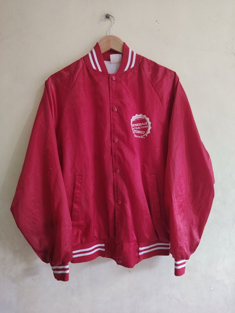 Vintage 80's Satin Varsity Jacket (Category: Coats, Jackets and Outerwear) located in Manila. Submitted by unlithriftsouth (Listing ID 1460575152, Image 1). Description: DIMES : 23.5 X 26 ISSUE NEEDS WASH.