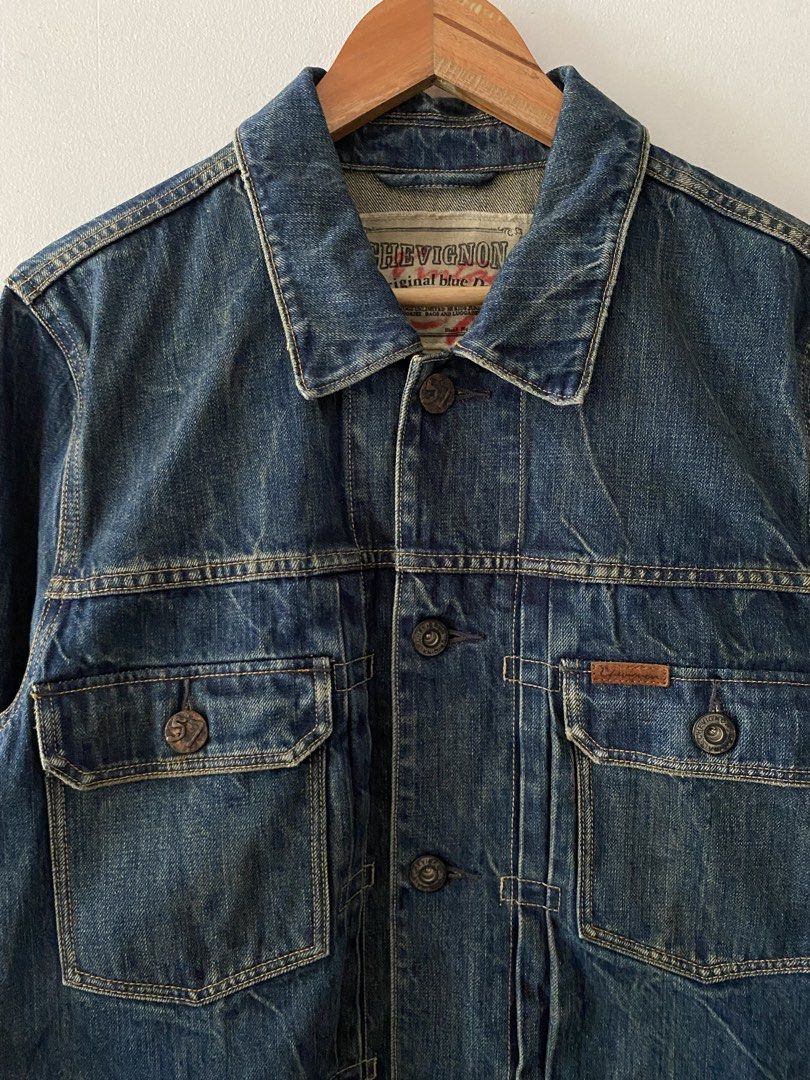 Vintage Chevignon Type 2 Denim Trucker Jacket (Category: Coats, Jackets and Outerwear) located in Quezon City. Submitted by rlphvncntbs (Listing ID 1460583777, Image 2). Description: Vintage Chevignon Type 2 Denim Trucker Jacket Size: XL on Tag, Fits Medium Measurements: 21" x 25.5" Excellent Condition ₱2,500 + SF (Negotiable).