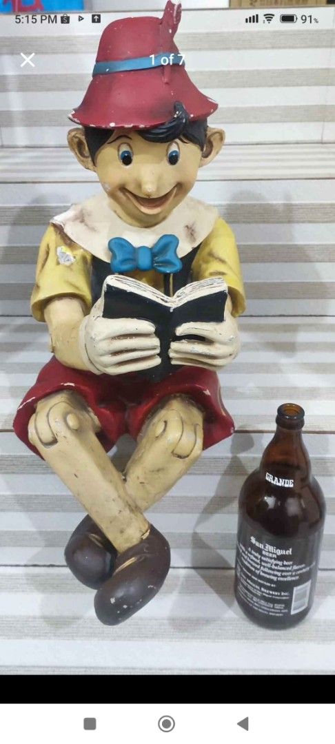 Vintage Pinocchio statue 1970s era (Category: Other Home Decor) located in Mandaluyong City. Submitted by LEATHERFACE (Listing ID 1460600388, Image 1). Description: PRICE IS 4K.