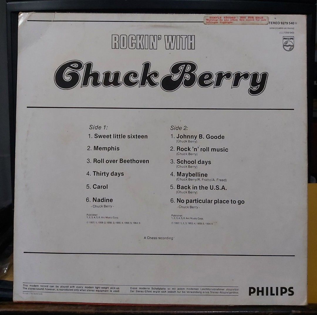 vinyl Chuck Berry - Rockin' with... (open) (Category: Vinyls) located in Antipolo. Submitted by rlt1870 (Listing ID 1460521677, Image 2). Description: record and cover in good condition. imported vinyl from Holland. Antipolo Rizal.