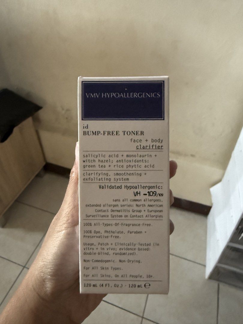 VMV htpoallergenics Toner (Category: Face Care) located in Quezon City. Submitted by luna111403 (Listing ID 1460600348, Image 1). Description: 80% full.