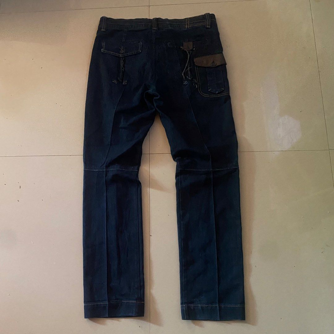 VTG MARITHE FRANCOIS GIRBAUD Archive Pants (Category: Jeans) located in Zamboanga. Submitted by thriftyyali (Listing ID 1460652015, Image 2). Description: - Marithe Francois Girbaud dark wash denim pants - Unique cargo pockets on front and back - Button fly closure - Leather accents on pockets and waistband - Relaxed fit - Ideal for casual or streetwear style (Actual Dimensions on tape measure) 34 - Waist 43 - Length 8 - Hem 12 - Thigh.