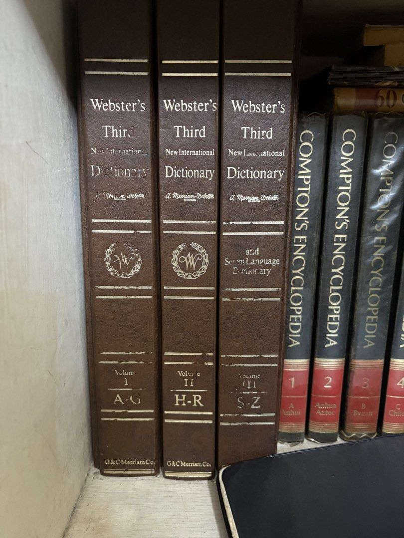 Webster's Third New International Dictionary Unabridged Set (Category: Assessment Books) located in Meycauayan. Submitted by treizie (Listing ID 1460511036, Image 1). Description: - Complete set of Webster's Third New International Dictionary - Includes a Seven Language Dictionary - Substantial, comprehensive reference books - Ideal for students, researchers, and word enthusiasts - Genuine G&C Merriam Co. editions.