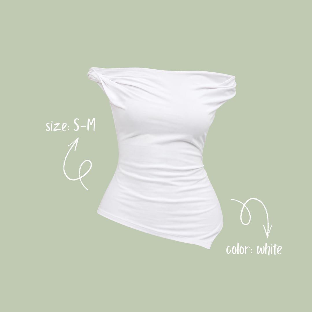 White Off-Shoulder Tube Top S-M (Category: Others Tops) located in Manila. Submitted by aly_tgn (Listing ID 1460713300, Image 1). Description: - Trendy white tube top - Stylish off-shoulder design with draped fabric - Unique asymmetrical hemline - Fits size S-M - Versatile for night outs or casual days.