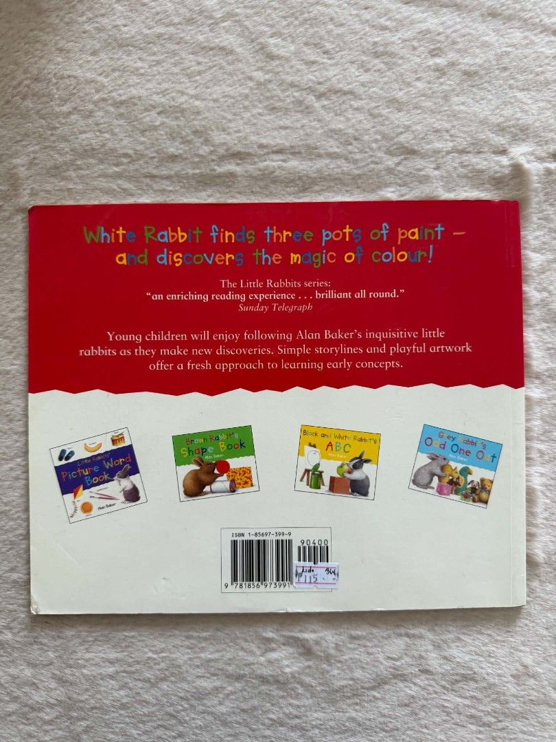 White Rabbits Colour Book - Alan Baker (Category: Children's Books) located in Santiago. Submitted by bookworm_club (Listing ID 1460568379, Image 2). Description: 📚no cancellation, return or exchange. 📚secondhand books. some books are in good condition while some has minimal flaws (foxing, creases, dog-eared pages, etc.) 📚reasonable haggling is allowed. 💰MOP: For same day pickup - CASH & BANK TRANSFER For shipping or scheduled pickup - BANK T
