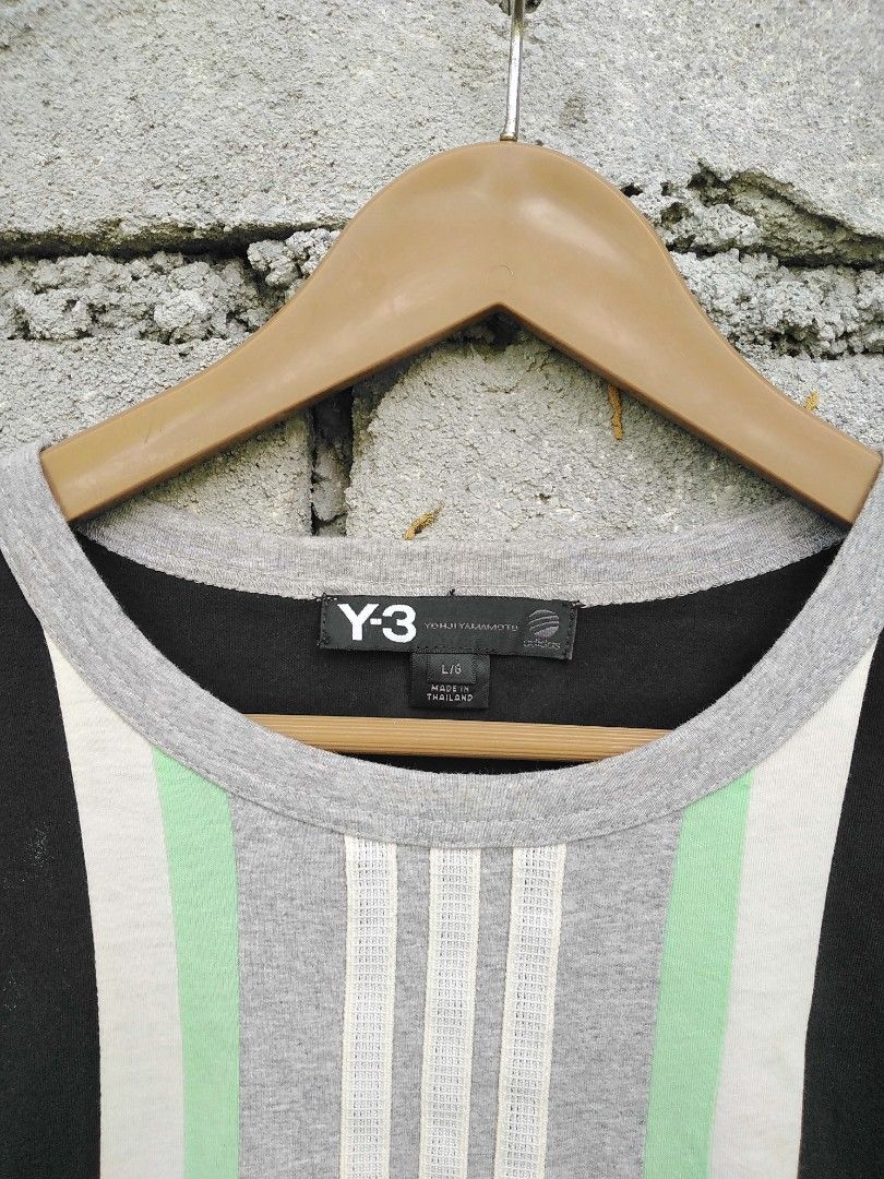 Y3 (Category: Tshirts & Polo Shirts ) located in General Santos City (Dadiangas). Submitted by evolveorrepeat (Listing ID 1460512782, Image 3). Description: Y3 vertical striped front panel tshirt Large on tag Pit to pit 23 L" 29 In very good used condition With sign of usage see photos Color: 9.5/10 Dm to purchase!.