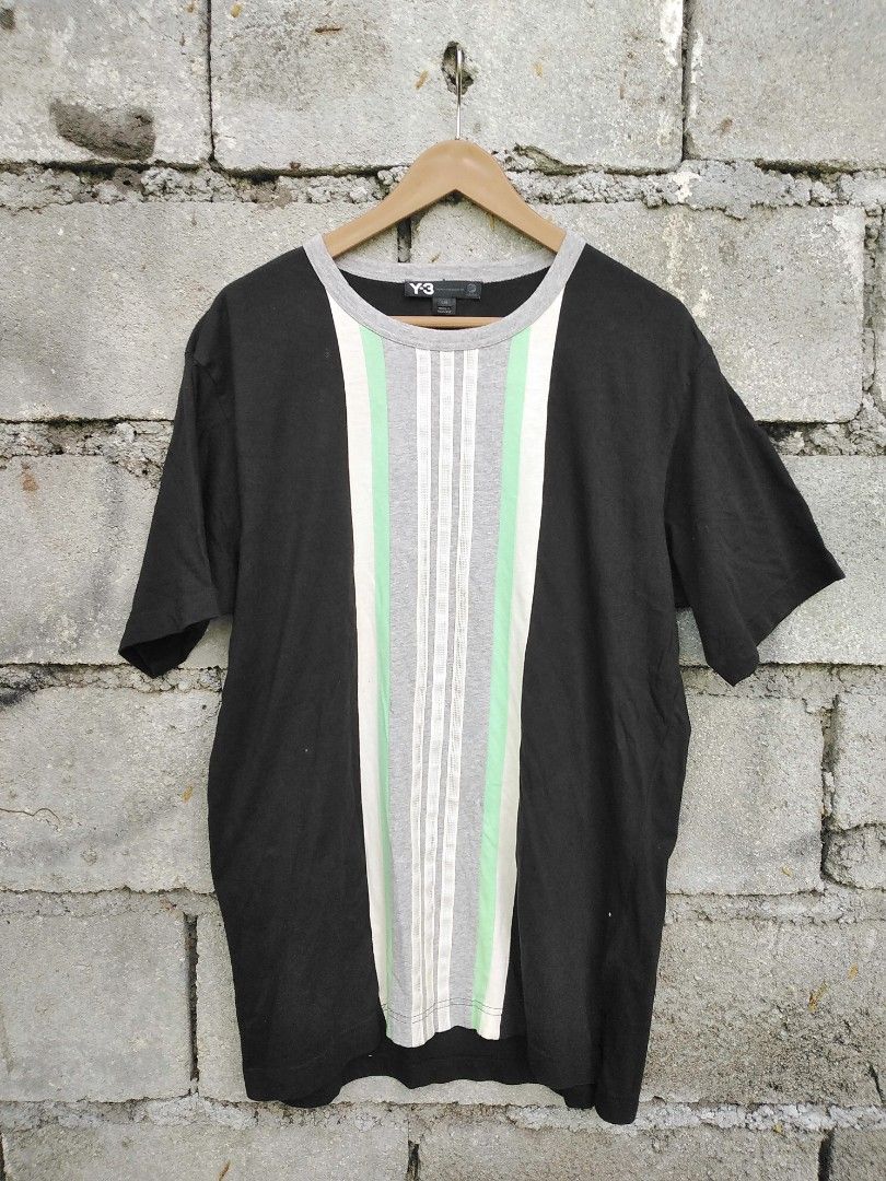 Y3 (Category: Tshirts & Polo Shirts ) located in General Santos City (Dadiangas). Submitted by evolveorrepeat (Listing ID 1460512782, Image 1). Description: Y3 vertical striped front panel tshirt Large on tag Pit to pit 23 L" 29 In very good used condition With sign of usage see photos Color: 9.5/10 Dm to purchase!.