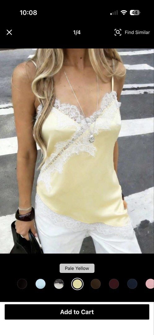 yellow laced top XS (Category: Sleeveless) located in Quezon City. Submitted by shopby_a (Listing ID 1460525479, Image 1). Description: .
