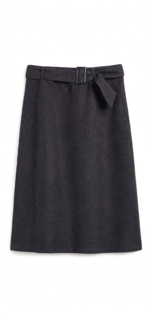 Zabaione Wool Skirt - Size S 🖤 (Category: Skirts) located in Manila. Submitted by roseannlmn66895 (Listing ID 1460548992, Image 1). Description: 🖤 Zabaione Wool Skirt - Size S 🖤 ▫️ Brand: Zabaione ▫️ Size: S / Waist 26-28 ▫️ Color: Charcoal Gray / Dark Gray ▫️ Length: Midi / Below the knee ▫️ Style: A-line with belt & buckle detail, makapal wool tela ▫️ Condition: Like new, no flaws Perfect pang office, formal, pang lamig! 📍 Pasig City 🚚 MOD