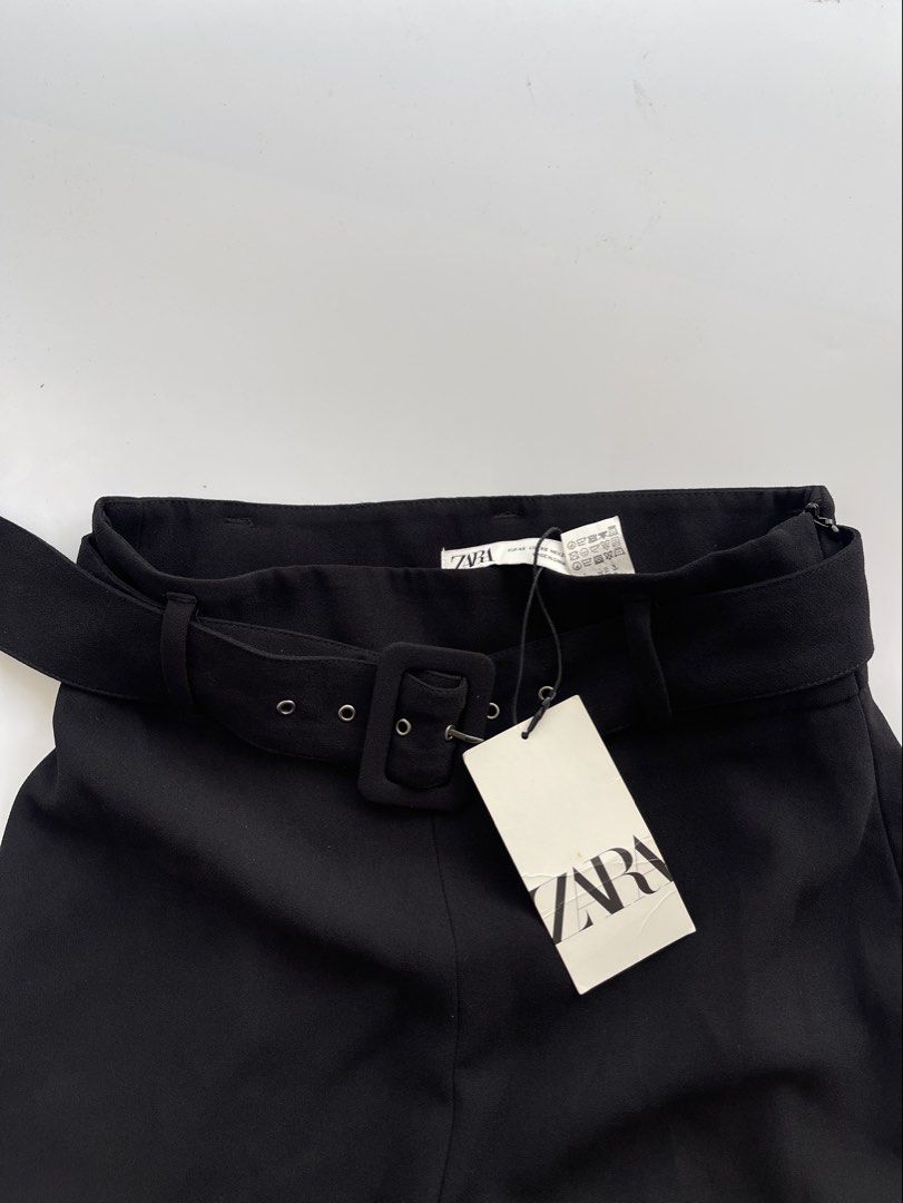 Zara Black Flowy Belted Trousers (Category: Other Bottoms) located in Bacolod City. Submitted by euniceclothing_coph (Listing ID 1460528525, Image 2). Description: Size XS, 24-26 Brand new Highwaist.