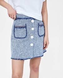 Zara Blue Tweed Button-Front Mini Skirt with Pockets (Category: Skirts) located in Cainta. Submitted by tuessy (Listing ID 1460577411, Image 1). Description: .