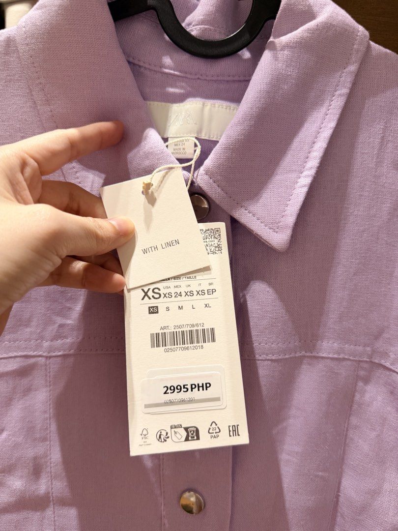 Zara Linen Blend Jacket in Purple (Category: Coats, Jackets and Outerwear) located in Marikina City. Submitted by nicasandoval (Listing ID 1460626491, Image 2). Description: bnew with tag original price - 2,995.