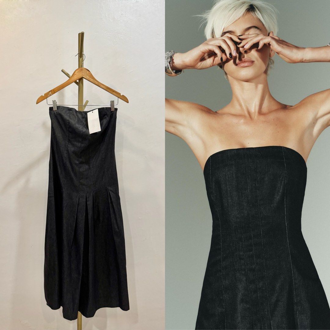 Zara Soft Denim Dress (Category: Dresses) located in Quezon City. Submitted by shopper_xoxo (Listing ID 1460672395, Image 1). Description: Brand new with tag 😊 📦 From Zara Japan 🚚 On hand and ready to ship MOP: GCash and BPI Shipping starts at ₱65 only ✨ .