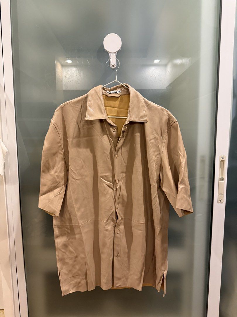 ZARA Tan Leather Button Down (Category: Blouses) located in Pasig City. Submitted by maraaaaaa (Listing ID 1460669523, Image 1). Description: From the Men’s Section.