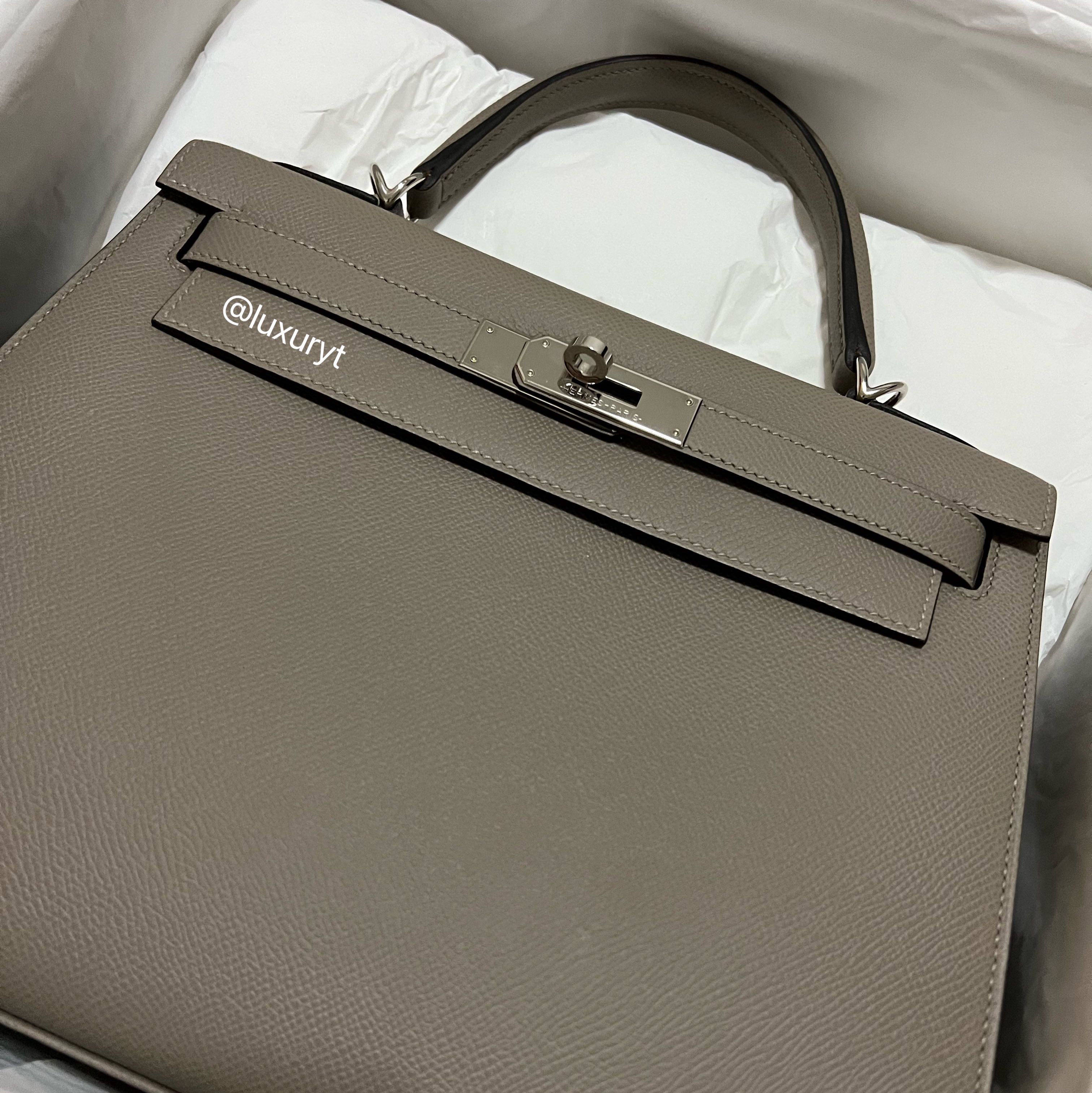 Hermes Kelly 25 Retourne Togo Gris Asphalt GHW Handbag 2019 in Box