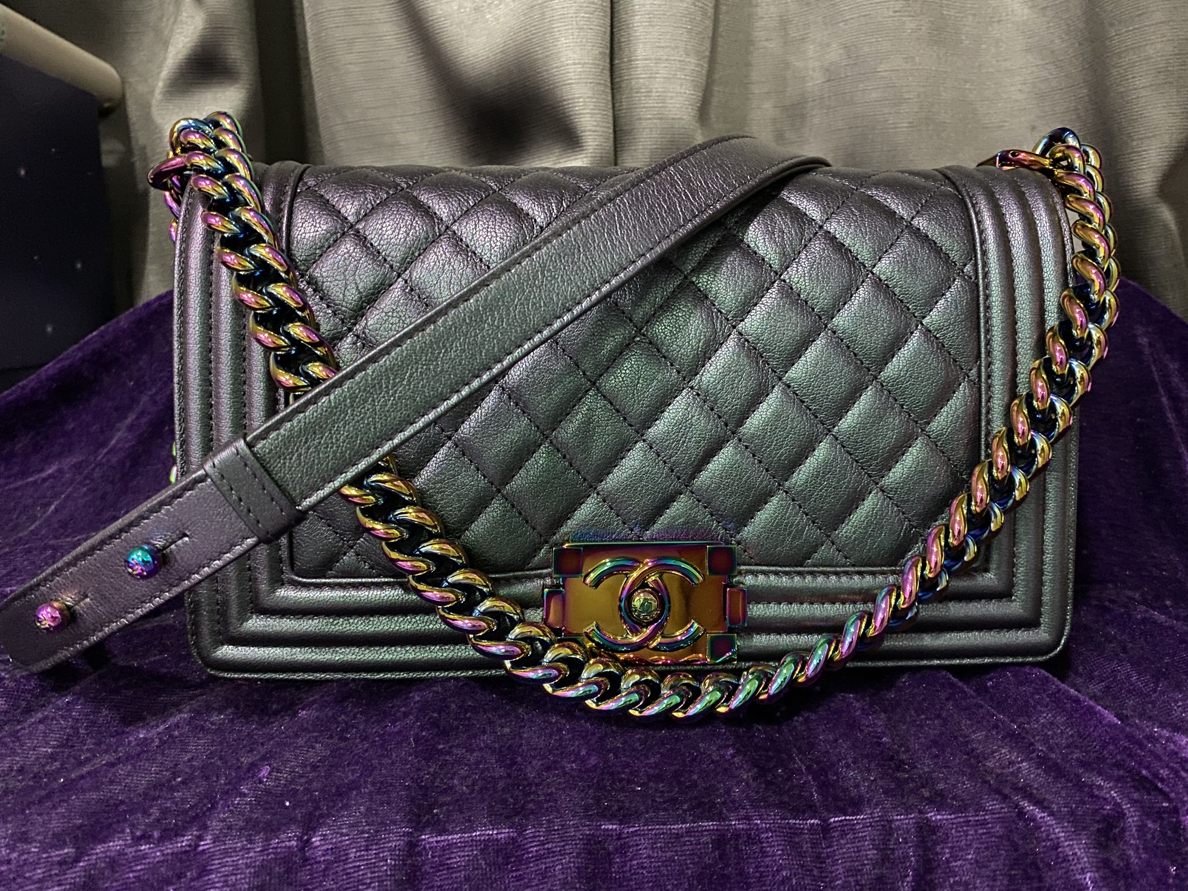 Replica Chanel Gabrielle Clutch With Chain A94505 Iridescent Pink