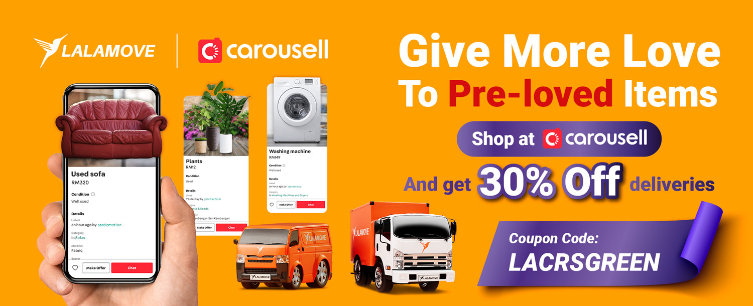 Give more love to pre-loved items
Enjoy 30% off deliveries when you shop at Carousell!