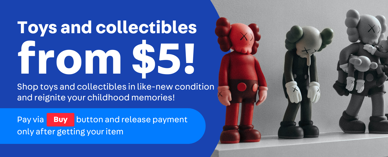 Shop like-new condition toys and collectibles and reignite your childhood memories!
Pay via 'Buy' button and release payment only after getting your item.