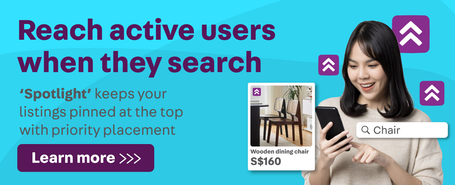 Reach active users when they search
Spotlight keeps your listings pinned at the top with priority placement